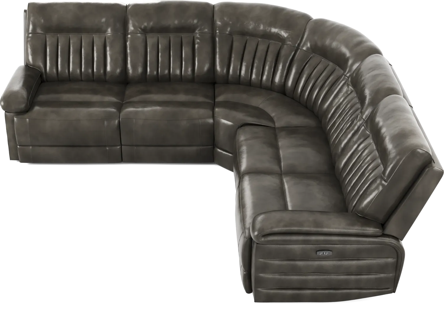 Terenzo Gray Leather 5 Pc Dual Power Reclining Sectional - Image 7
