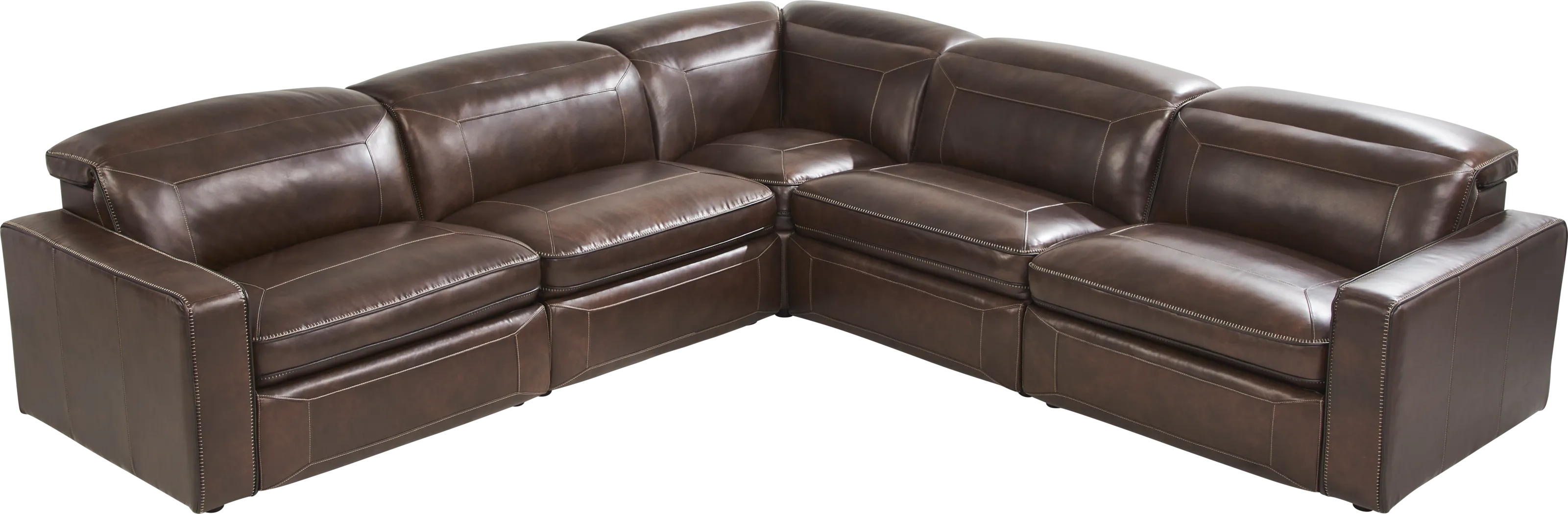 Terralinia Brown Leather 5 Pc Dual Power Reclining Sectional - Thumbnail - Image 3