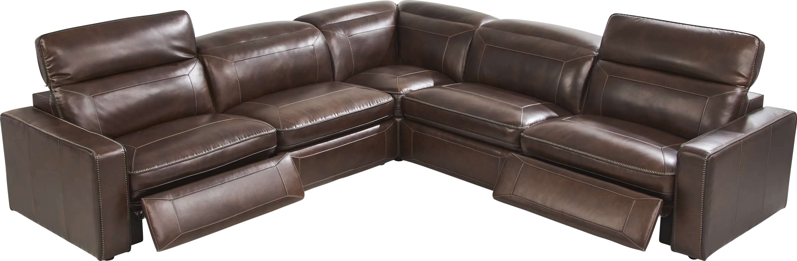 Terralinia Brown Leather 8 Pc Dual Power Reclining Sectional Living Room - Thumbnail - Image 5