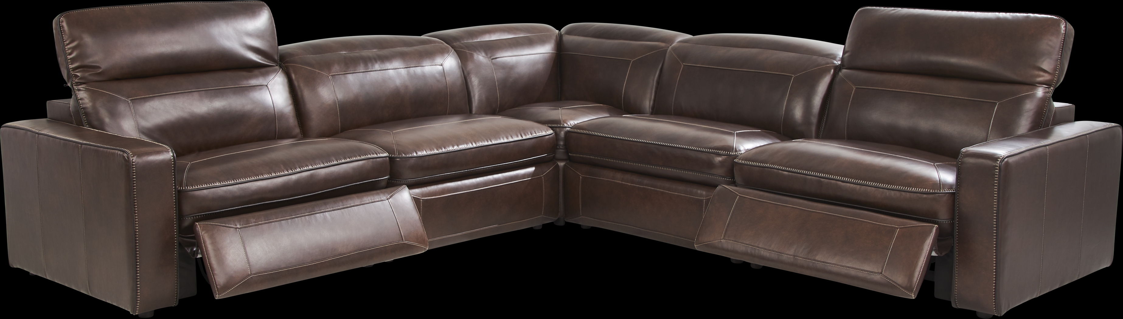 Terralinia Brown Leather 8 Pc Dual Power Reclining Sectional Living Room - Thumbnail - Image 4