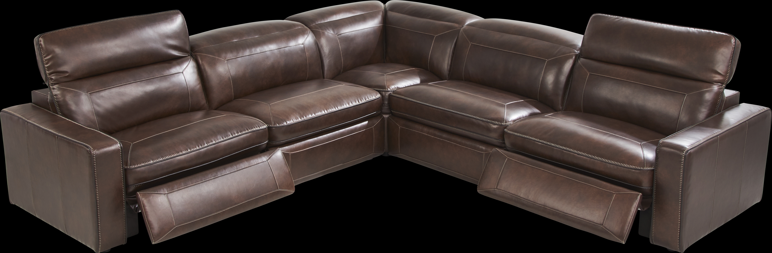 Terralinia Brown Leather 8 Pc Dual Power Reclining Sectional Living Room - Thumbnail - Image 5