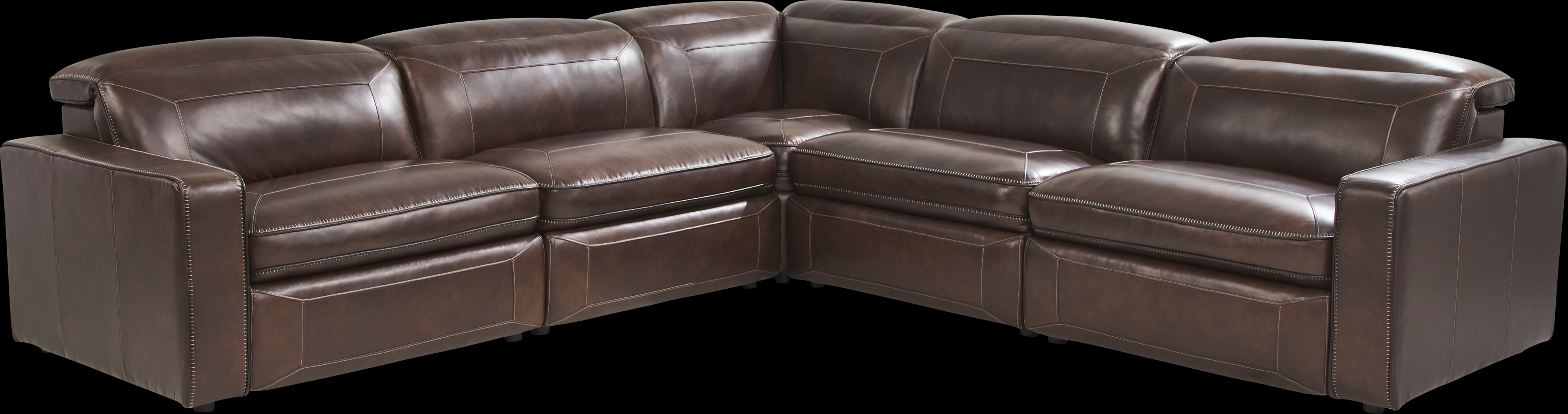 Terralinia Brown Leather 8 Pc Dual Power Reclining Sectional Living Room - Thumbnail - Image 2