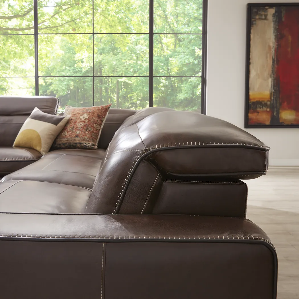 Terralinia Brown Leather 9 Pc Dual Power Reclining Sectional Living Room - Thumbnail - Image 7