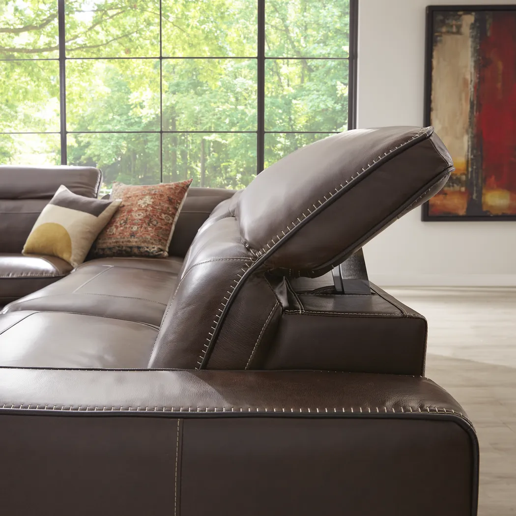 Terralinia Brown Leather 9 Pc Dual Power Reclining Sectional Living Room - Thumbnail - Image 8