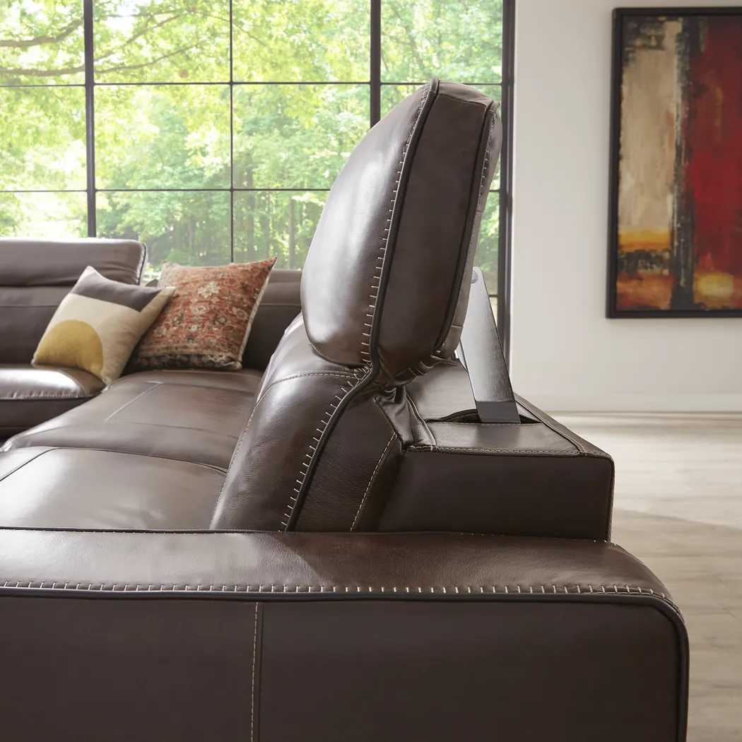 Terralinia Brown Leather 9 Pc Dual Power Reclining Sectional Living Room - Thumbnail - Image 9