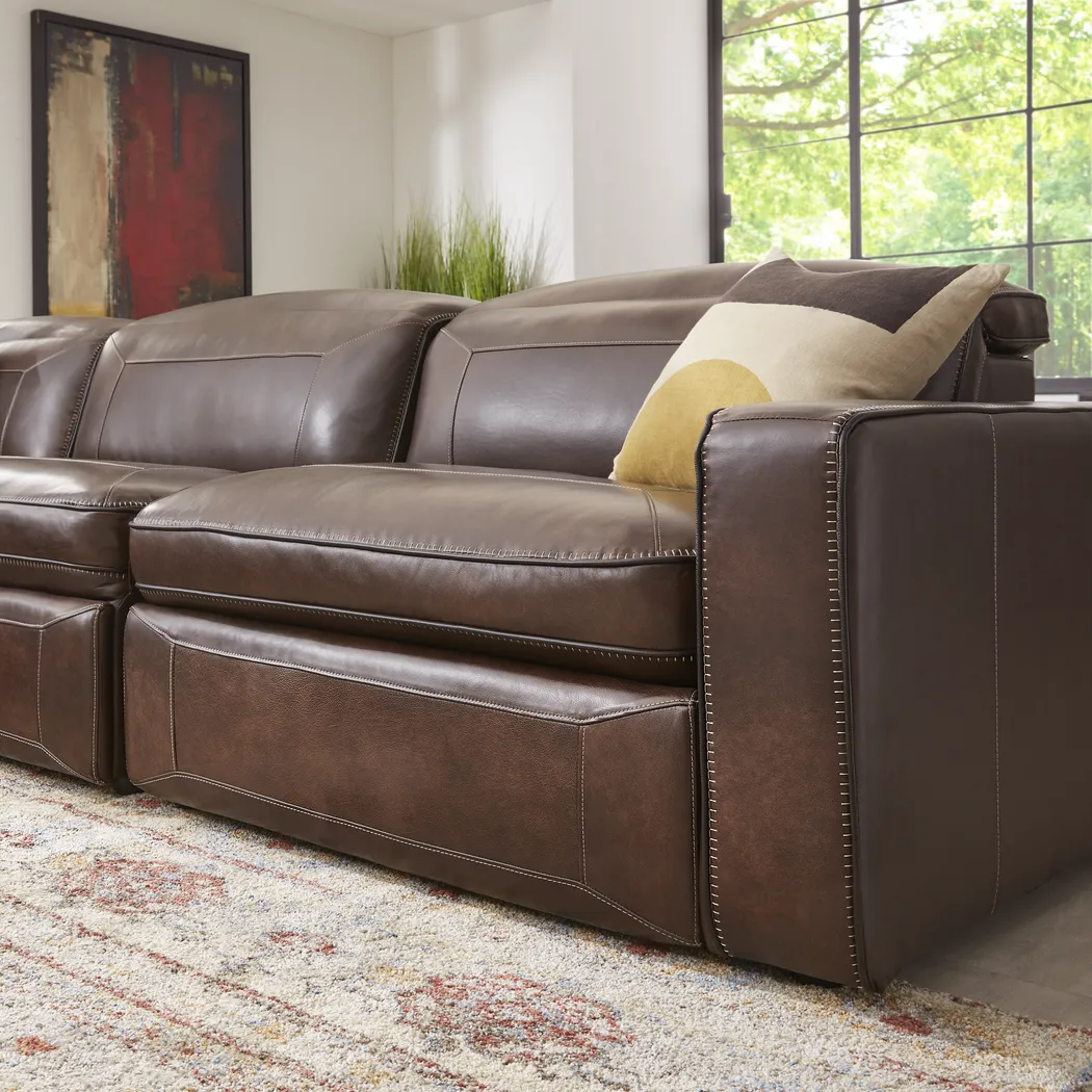 Terralinia Brown Leather 9 Pc Dual Power Reclining Sectional Living Room - Thumbnail - Image 10