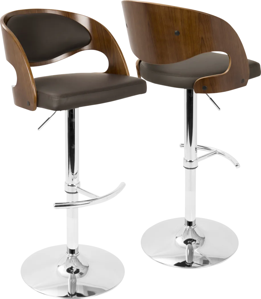 Tescord Brown Adjustable Barstool, Set of 2 - Thumbnail - Image 4