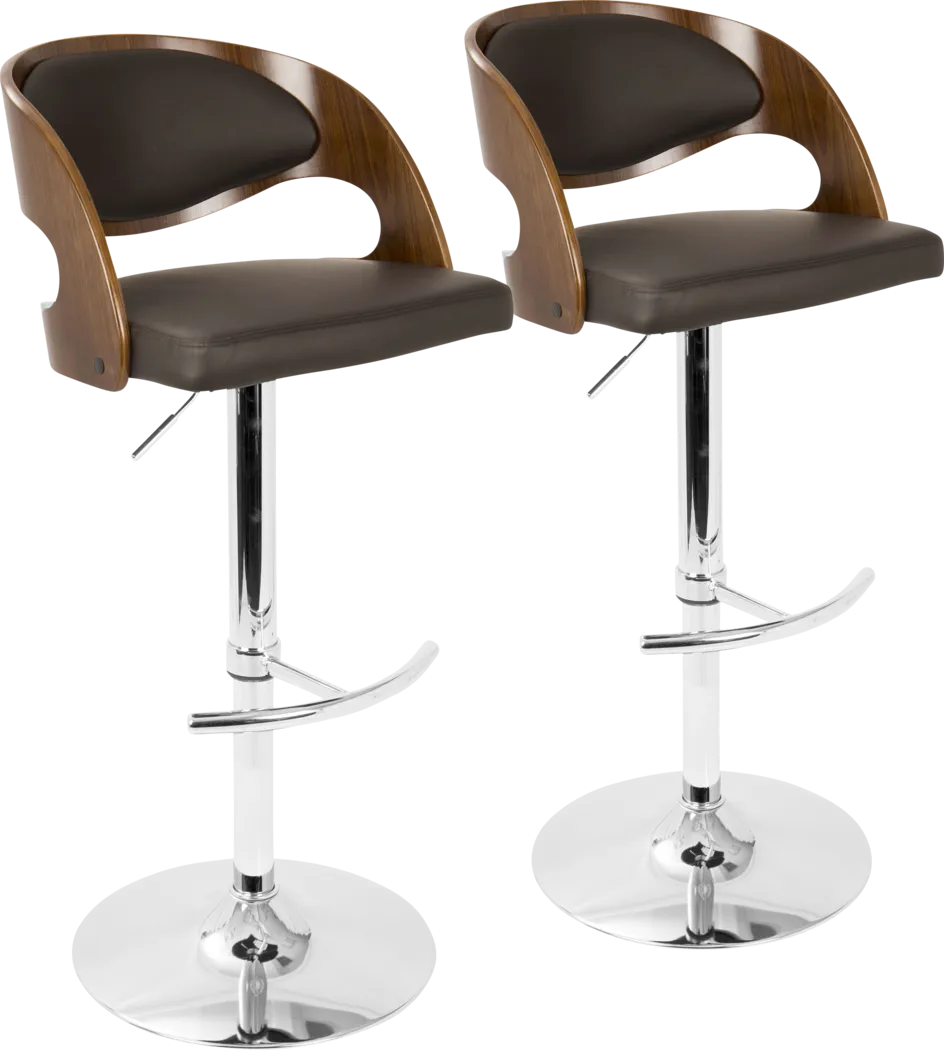 Tescord Brown Adjustable Barstool, Set of 2 - Thumbnail - Image 1