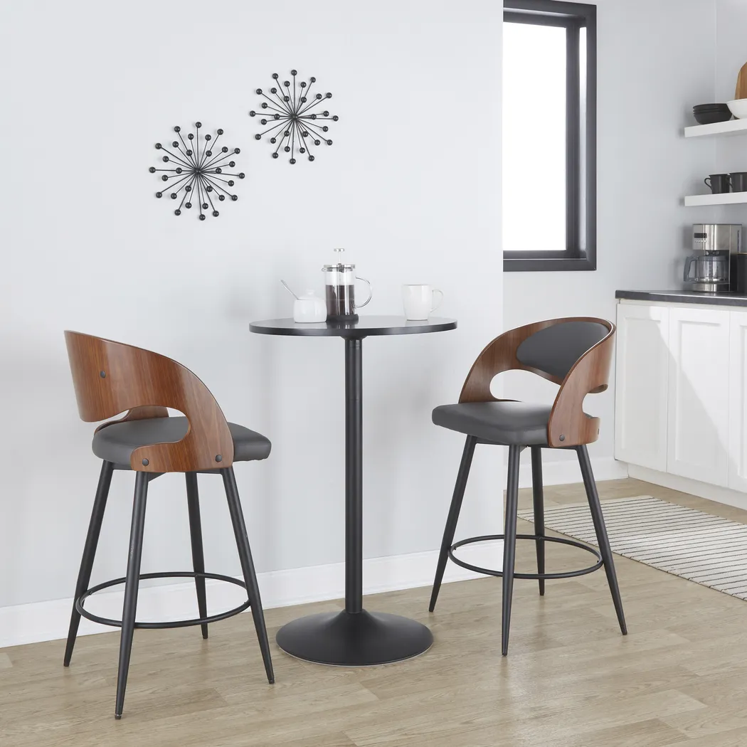 Tescord II Charcoal Swivel Counter Height Stool, Set of 2 - Thumbnail - Image 2