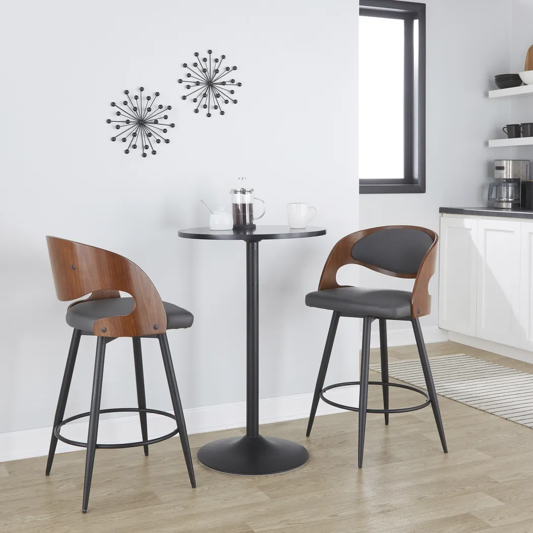 Tescord II Charcoal Swivel Counter Height Stool, Set of 2 - Thumbnail - Image 3