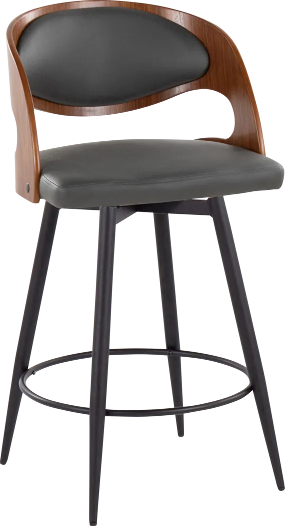 Tescord II Charcoal Swivel Counter Height Stool, Set of 2 - Thumbnail - Image 6