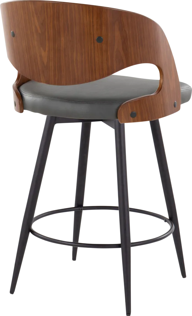 Tescord II Charcoal Swivel Counter Height Stool, Set of 2 - Thumbnail - Image 8