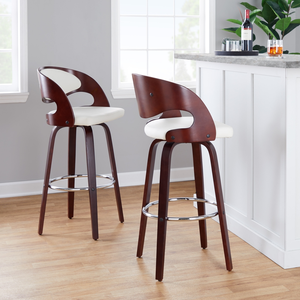 Tescord II White Swivel Barstool, Set of 2 - Thumbnail - Image 2