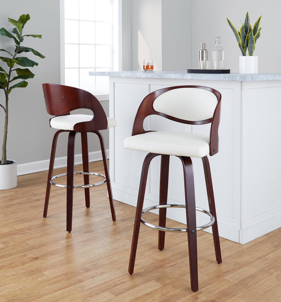 Tescord II White Swivel Barstool, Set of 2 - Thumbnail - Image 11