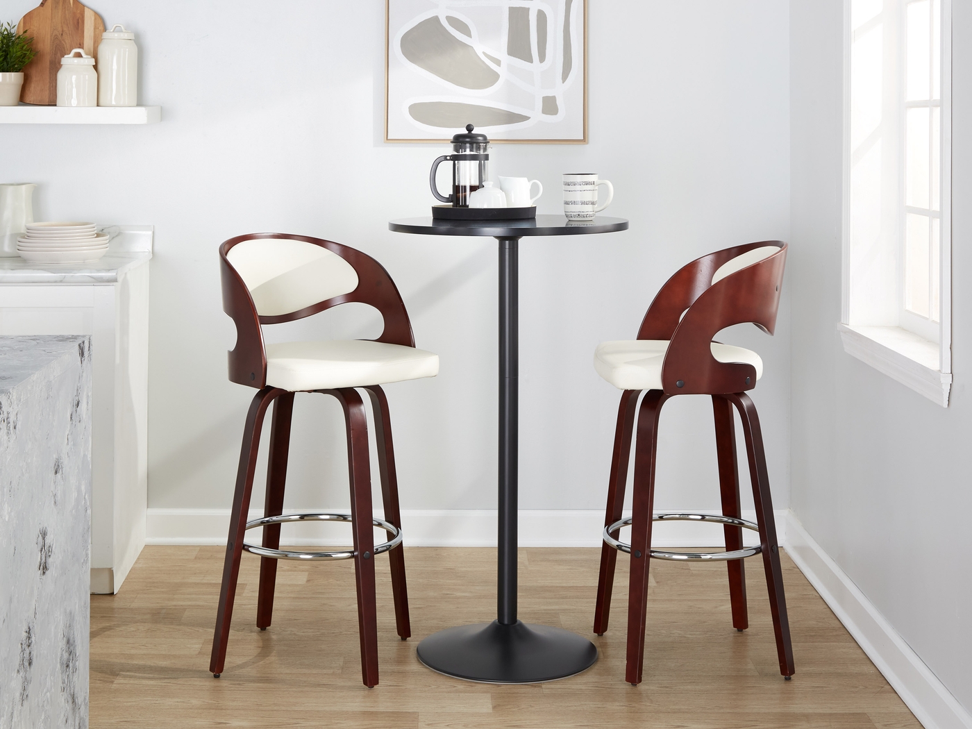 Tescord II White Swivel Barstool, Set of 2 - Thumbnail - Image 12