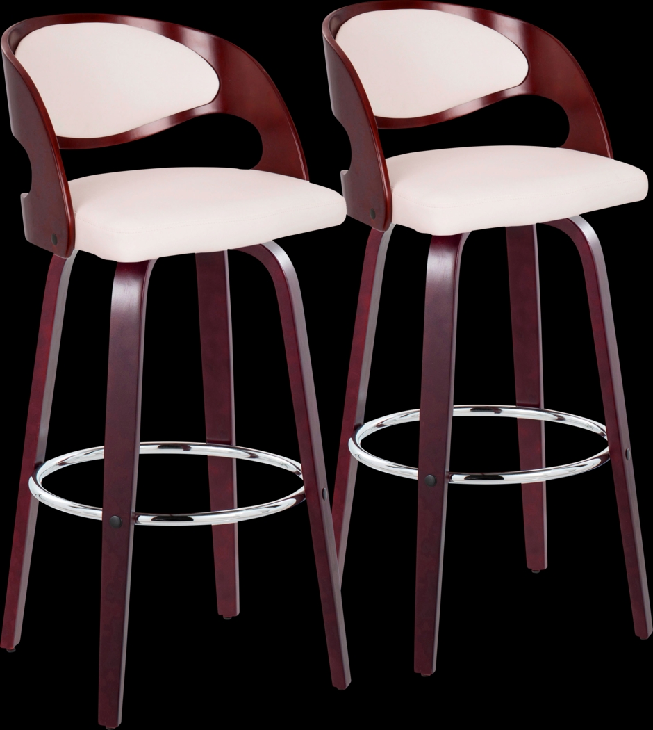 Tescord II White Swivel Barstool, Set of 2 - Thumbnail - Image 1