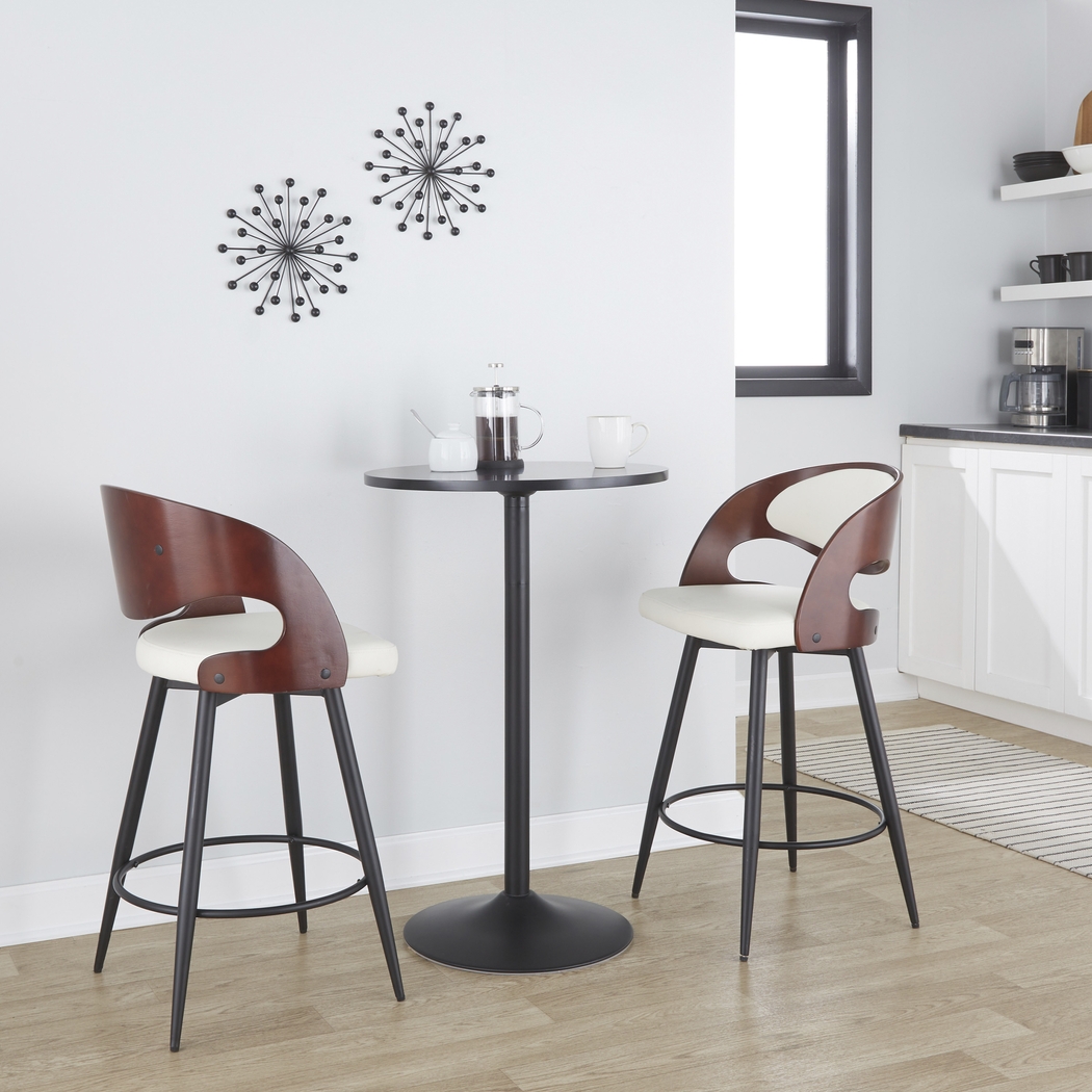 Tescord II White Swivel Counter Height Stool, Set of 2 - Thumbnail - Image 2