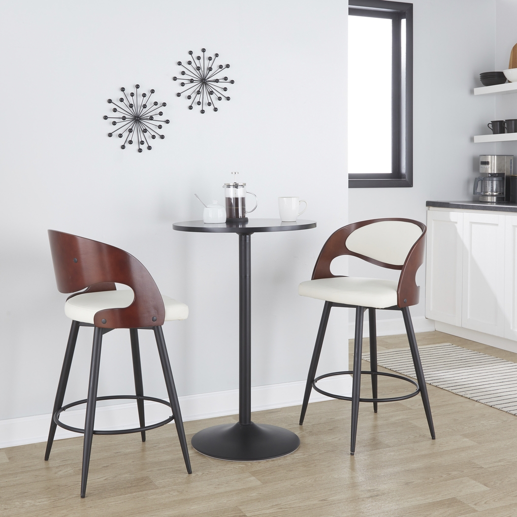 Tescord II White Swivel Counter Height Stool, Set of 2 - Thumbnail - Image 3