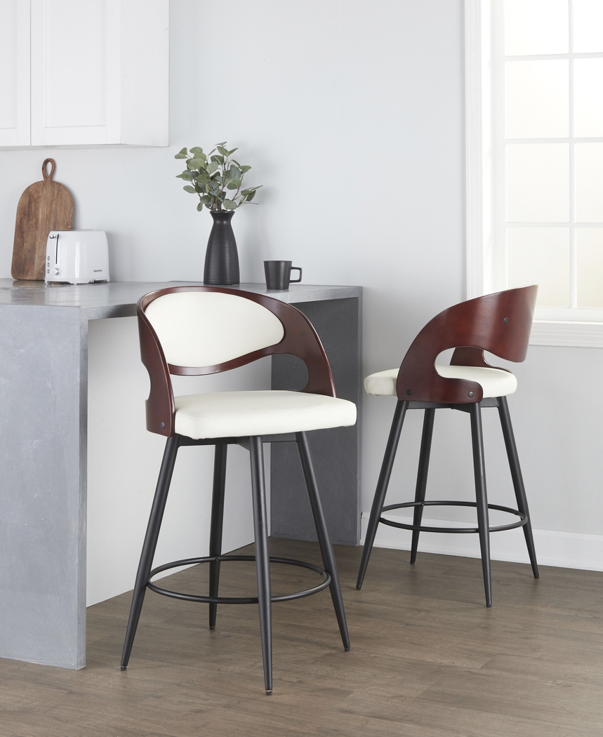 Tescord II White Swivel Counter Height Stool, Set of 2 - Thumbnail - Image 4