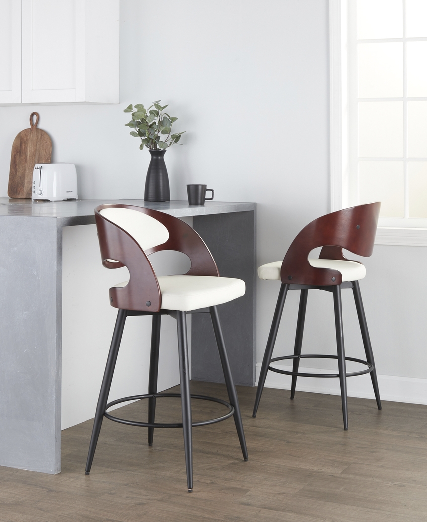 Tescord II White Swivel Counter Height Stool, Set of 2 - Thumbnail - Image 5