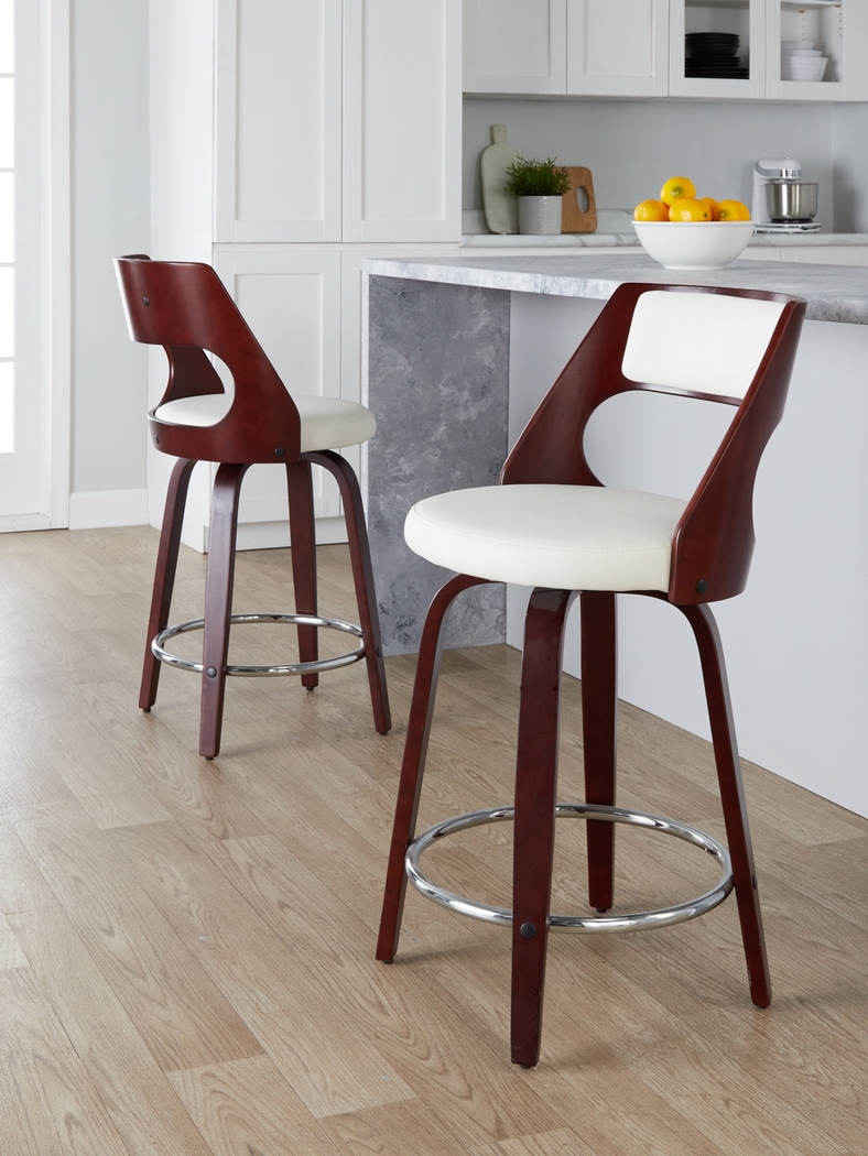 Tescord II White Swivel Counter Height Stool, Set of 2 - Thumbnail - Image 9