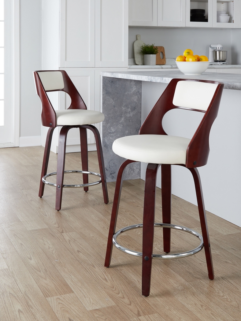 Tescord II White Swivel Counter Height Stool, Set of 2 - Thumbnail - Image 10