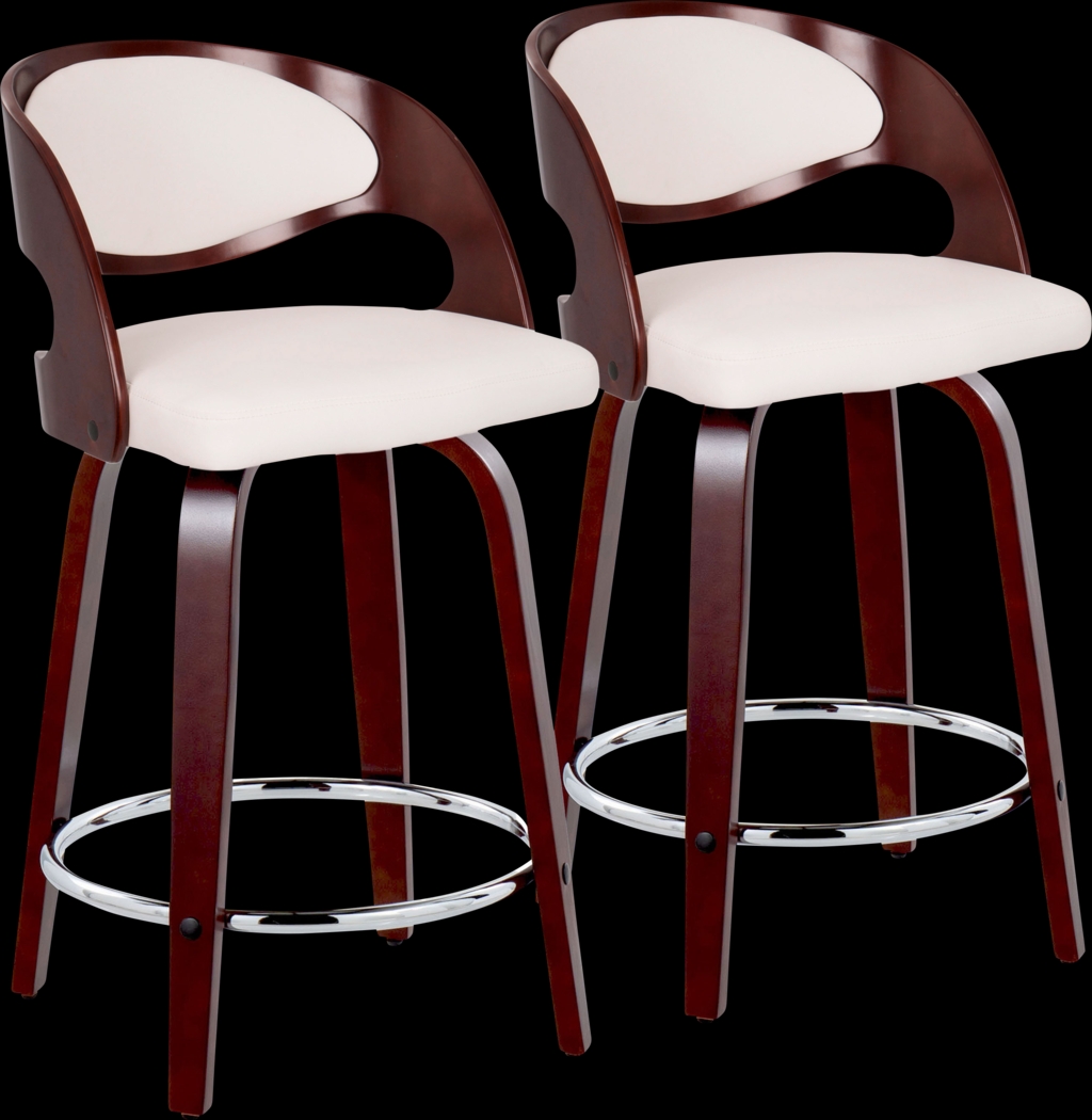 Tescord II White Swivel Counter Height Stool, Set of 2 - Thumbnail - Image 1