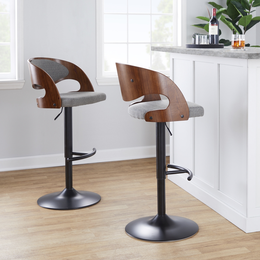Tescord III Charcoal Adjustable Barstool, Set of 2 - Thumbnail - Image 2