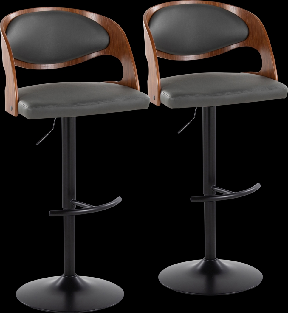 Tescord III Charcoal Adjustable Barstool, Set of 2 - Thumbnail - Image 1