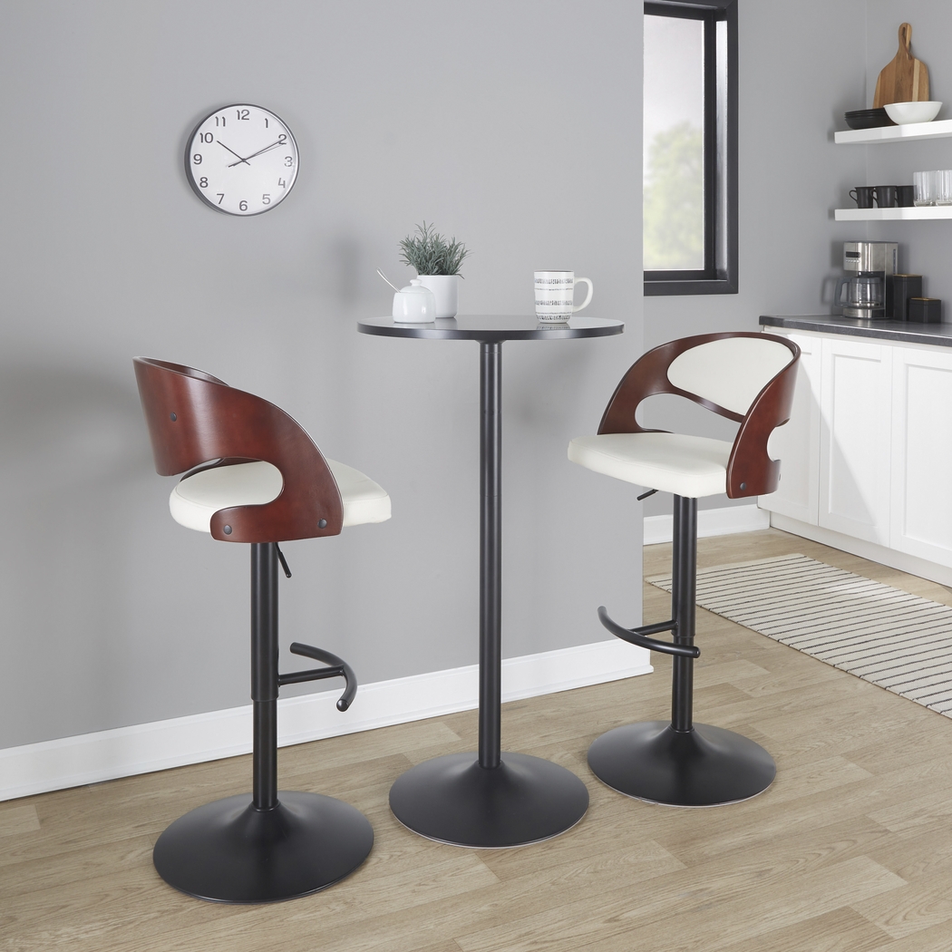 Tescord III White Adjustable Barstool, Set of 2 - Thumbnail - Image 3