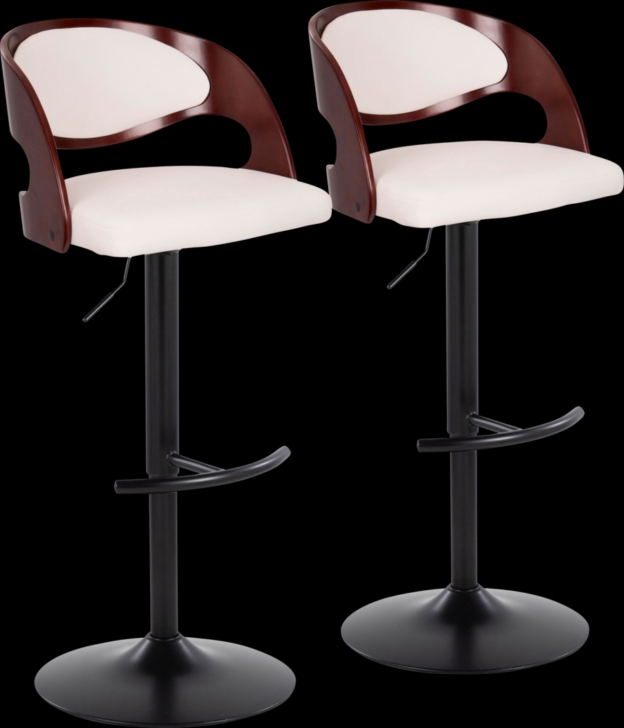 Tescord III White Adjustable Barstool, Set of 2 - Thumbnail - Image 1