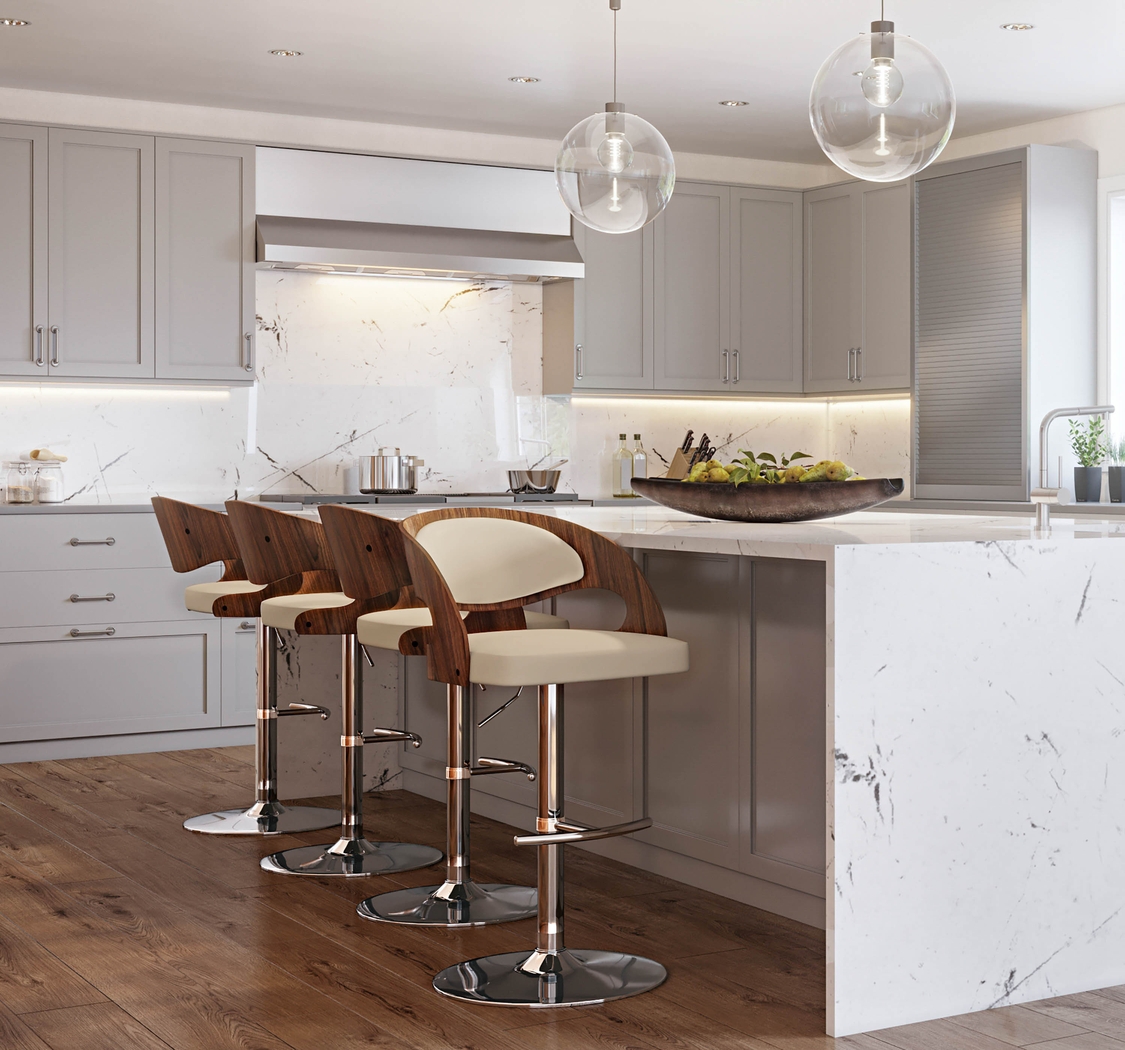 Tescord IV Cream Adjustable Swivel Barstool, Set of 3 - Thumbnail - Image 2