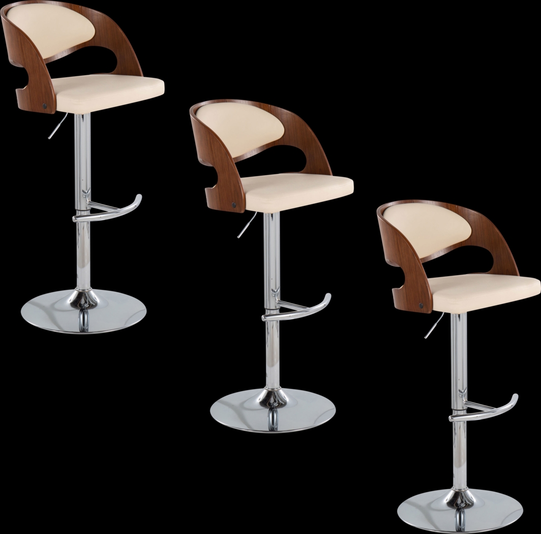 Tescord IV Cream Adjustable Swivel Barstool, Set of 3 - Thumbnail - Image 1