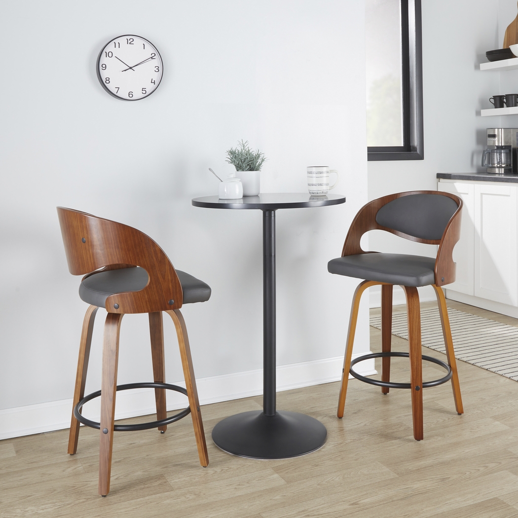 Tescord V Charcoal Swivel Counter Height Stool, Set of 2 - Thumbnail - Image 3