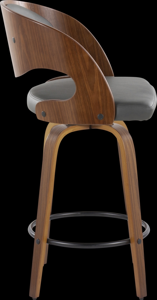 Tescord V Charcoal Swivel Counter Height Stool, Set of 2 - Thumbnail - Image 5