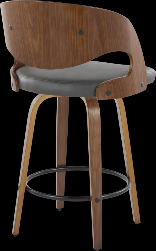 Tescord V Charcoal Swivel Counter Height Stool, Set of 2 - Thumbnail - Image 6