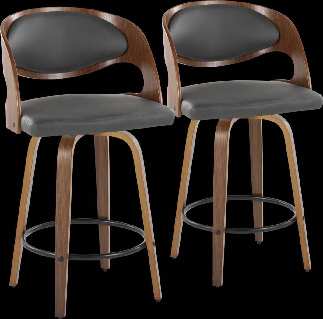 Tescord V Charcoal Swivel Counter Height Stool, Set of 2 - Thumbnail - Image 1
