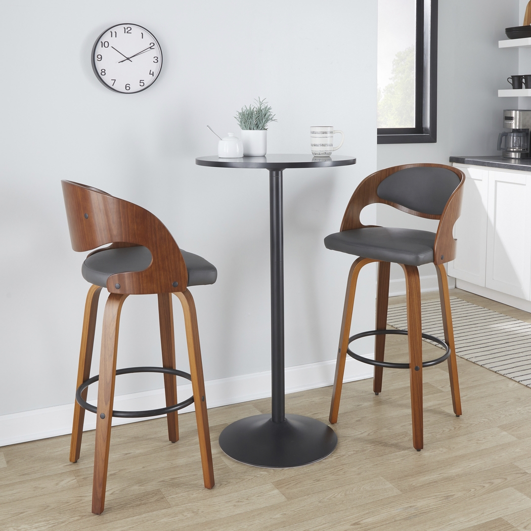 Tescord V Charcoal Swivel Barstool, Set of 2 - Thumbnail - Image 3