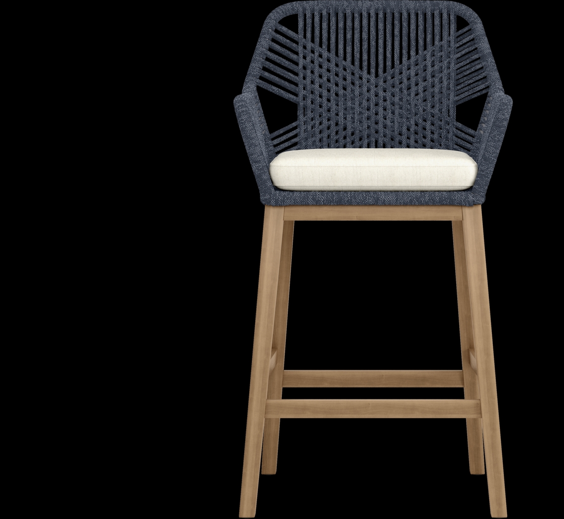 Tessere Natural 7 Pc Bar Height Outdoor Dining Set with Blue Barstools - Thumbnail - Image 7