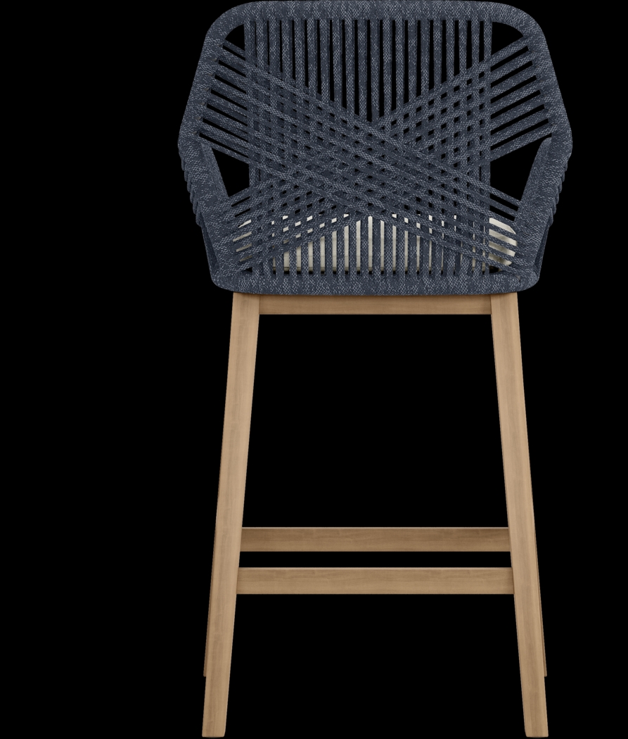 Tessere Natural 7 Pc Bar Height Outdoor Dining Set with Blue Barstools - Thumbnail - Image 8