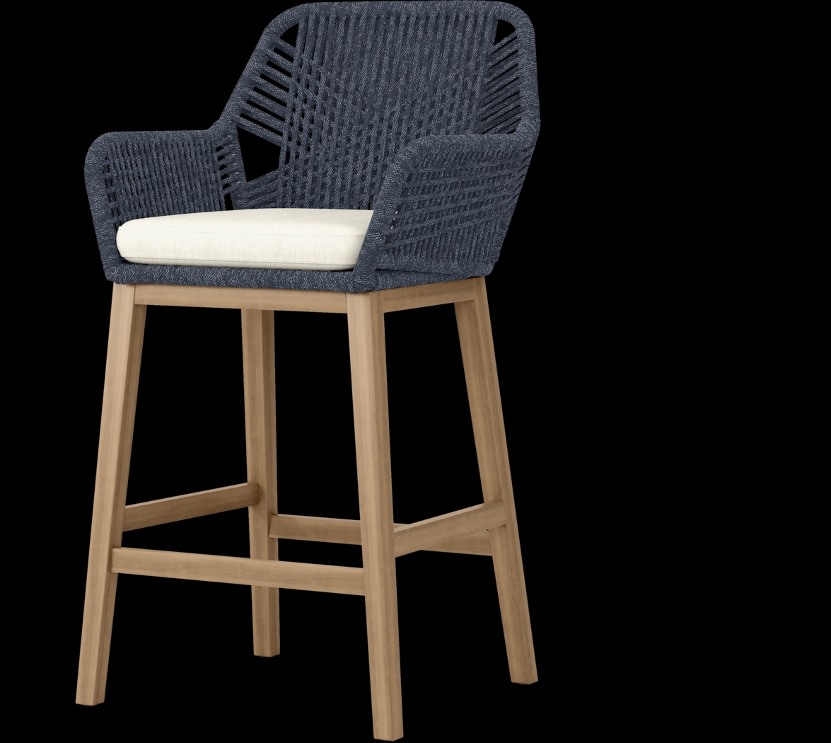 Tessere Natural 7 Pc Bar Height Outdoor Dining Set with Blue Barstools - Thumbnail - Image 6