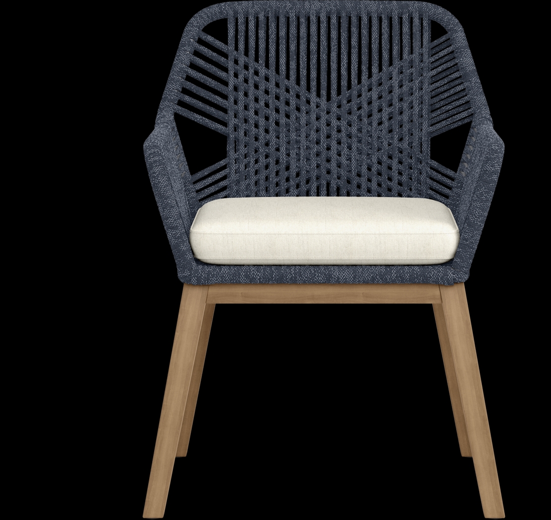 Tessere Natural 7 Pc Outdoor Dining Set with Blue Arm Chairs - Thumbnail - Image 9