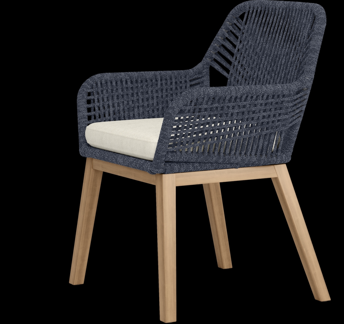 Tessere Natural 7 Pc Outdoor Dining Set with Blue Arm Chairs - Thumbnail - Image 8