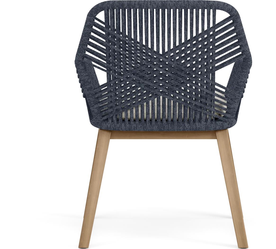 Tessere Natural 5 Pc Outdoor Dining Set with Blue Arm Chairs - Thumbnail - Image 10
