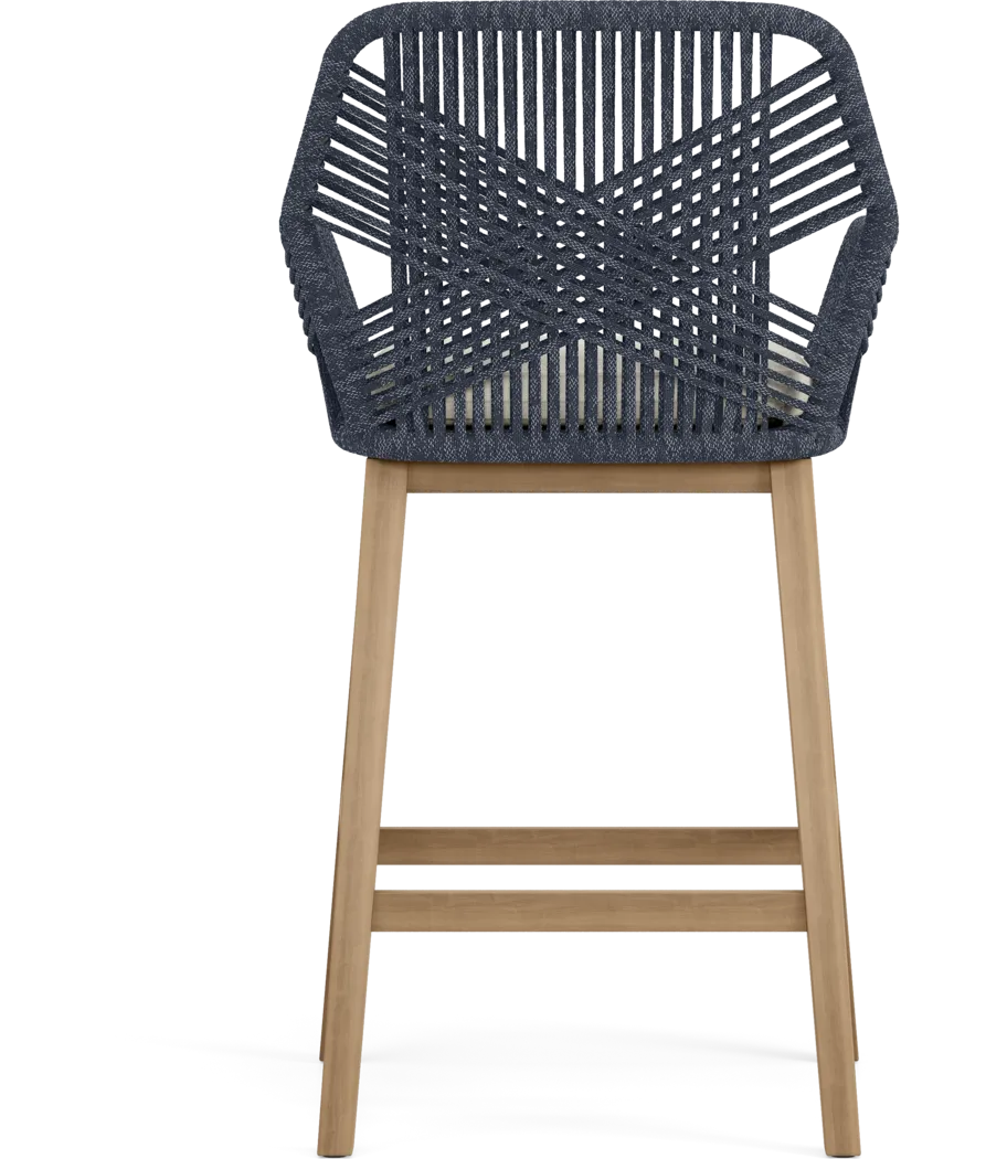 Tessere Natural 7 Pc Bar Height Outdoor Dining Set with Blue Barstools - Thumbnail - Image 9