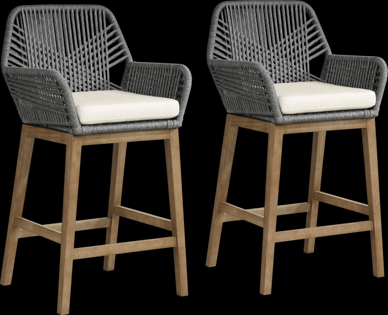 Tessere Gray Outdoor Barstool, Set of Two - Thumbnail - Image 1