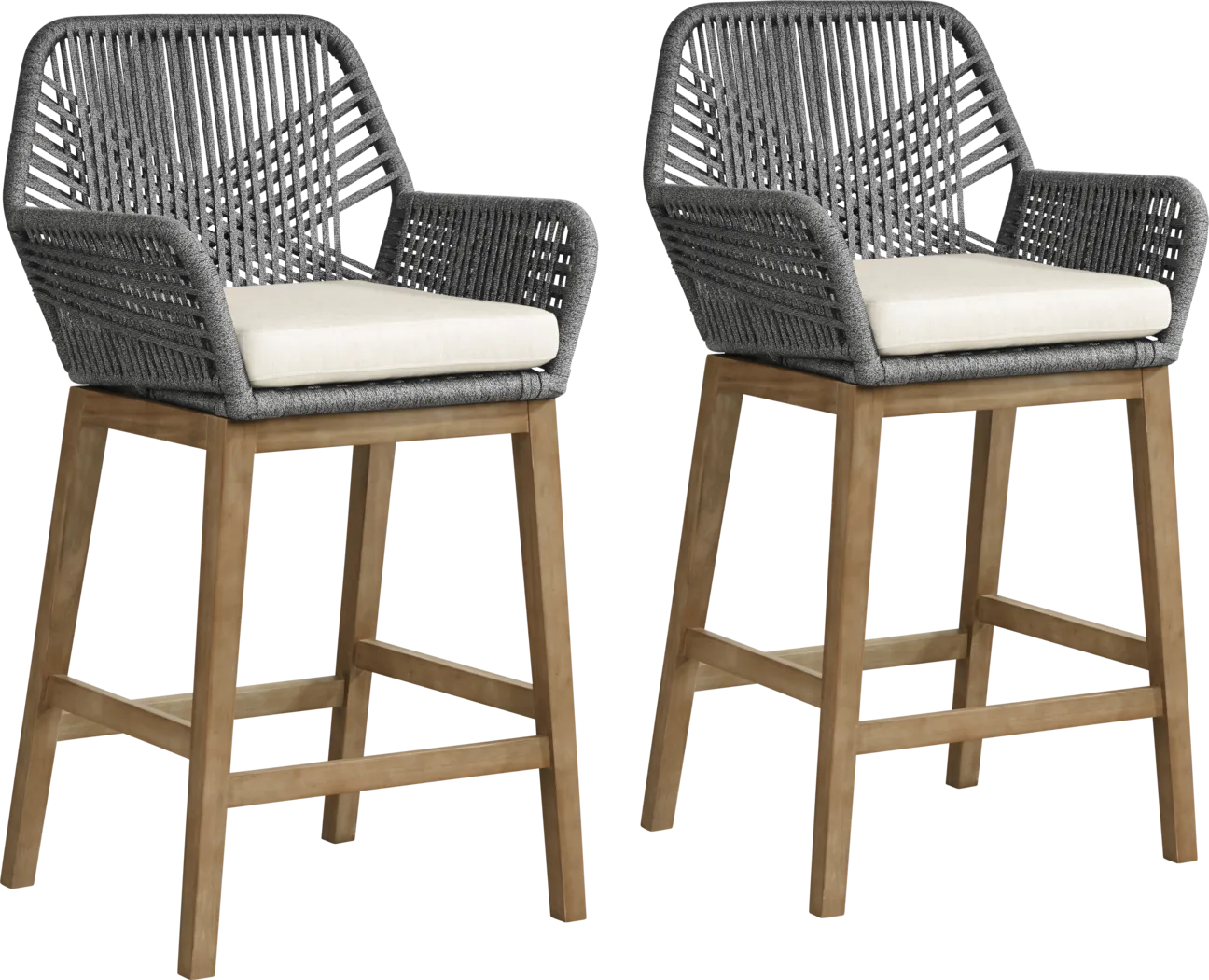 Tessere Gray Outdoor Barstool, Set of Two - Thumbnail - Image 1