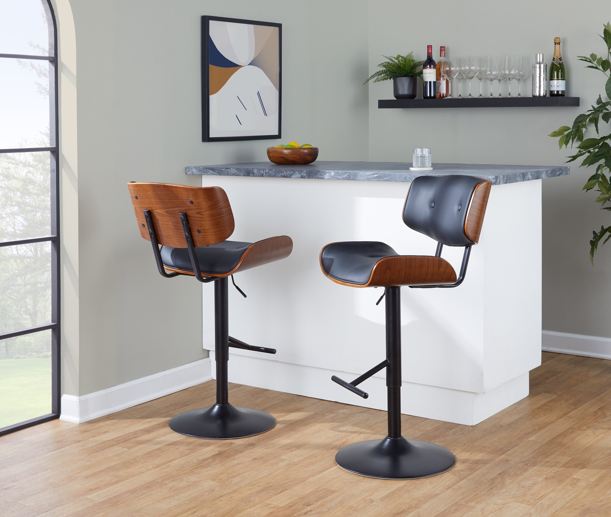 Tesshire Black Adjustable Swivel Barstool, Set of 3 - Thumbnail - Image 4