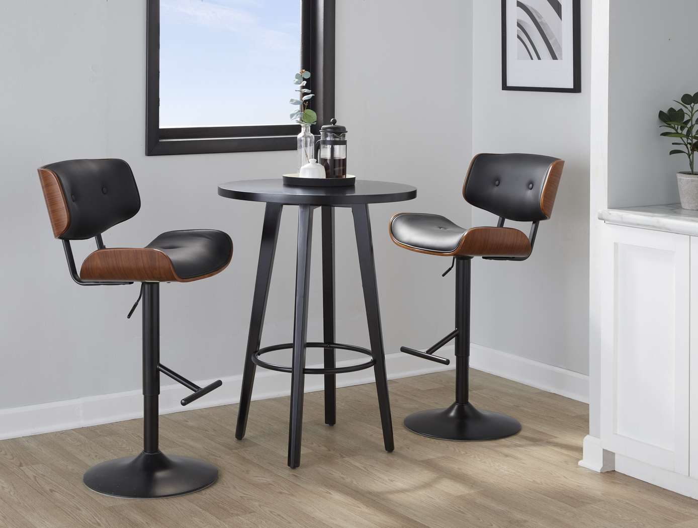Tesshire Black Adjustable Swivel Barstool, Set of 3 - Thumbnail - Image 5