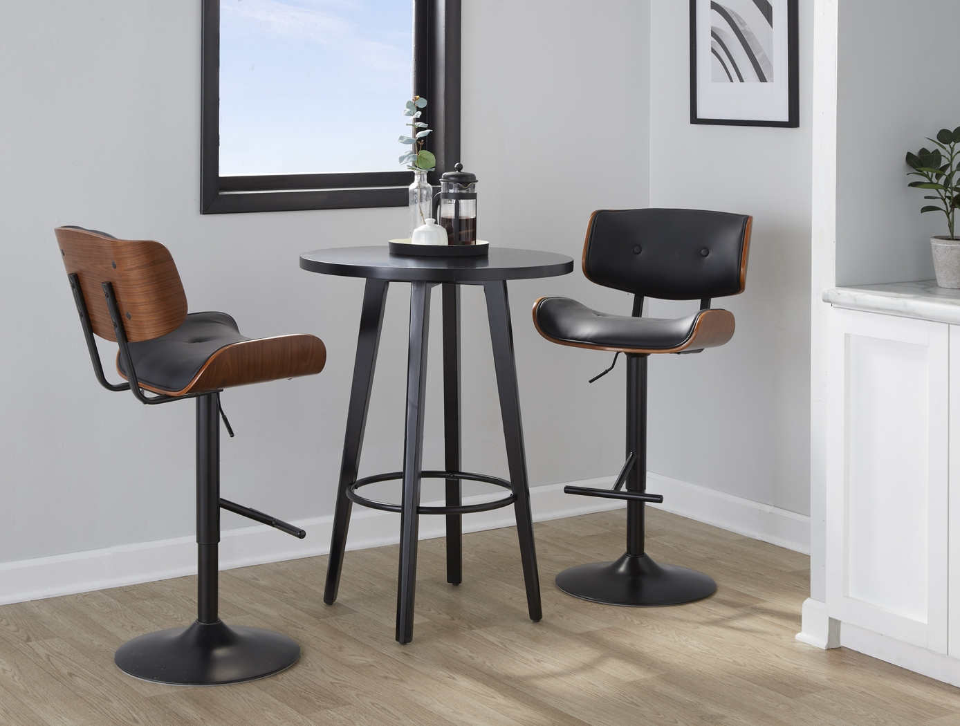 Tesshire Black Adjustable Swivel Barstool, Set of 3 - Thumbnail - Image 6